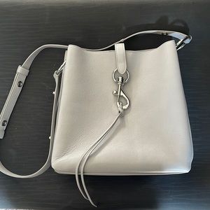 Rebecca Minkoff Megan Leather Shoulder Bag in Ice Grey
